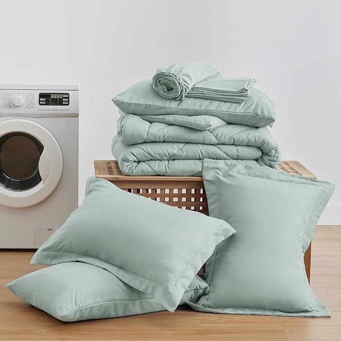 Love's cabin Full Comforter Set Aqua, 7 Pieces Full Bed in a Bag, All Season - Image 6