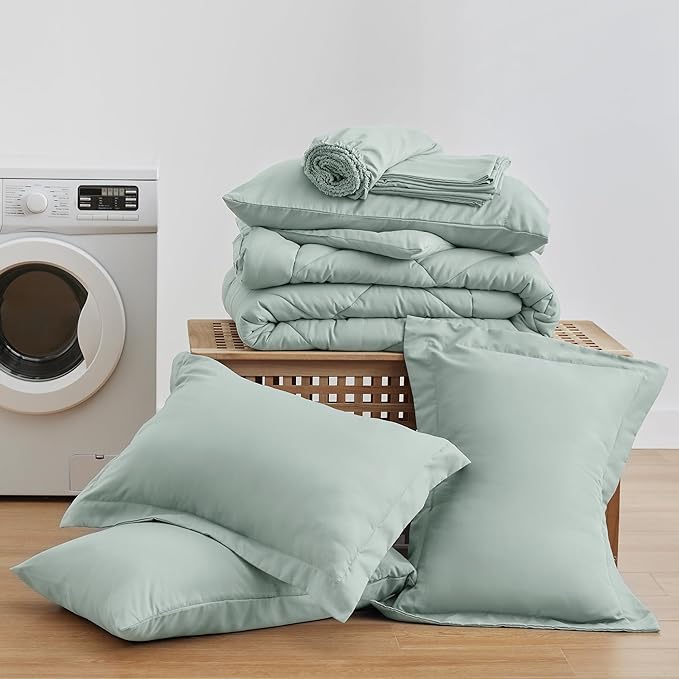 Love's cabin King Size Comforter Set Aqua, 7 Pieces King Bed in a Bag, All - Image 6