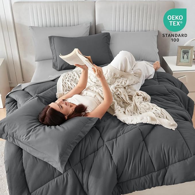 Sasttie Full Size Comforter Sets, 7 Pieces Bed in a Bag Full, Complete Bedding - Image 5