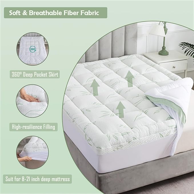 WhatsBedding Queen Mattress Topper, Soft Pillow Top Mattress Topper - Image 4