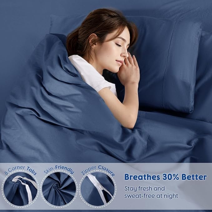 SONORO KATE 100% Egyptian Cotton Duvet Cover Queen Size, 1000 Thread Count - Image 4