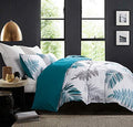 Duvet Cover Set, 600 Thread Count Cotton White Leaf Floral Pattern Print by SLEEPBELLA