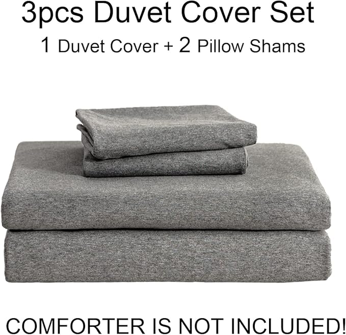 PURE ERA Jersey Knit Duvet Cover Set 100% T-Shirt Cotton Super Soft Comfy 3pc - Image 7