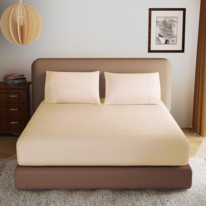 100% Egyptian Cotton Fitted Sheet Twin Size, 600 Thread Count, Single Fitted by ZaizaiHome