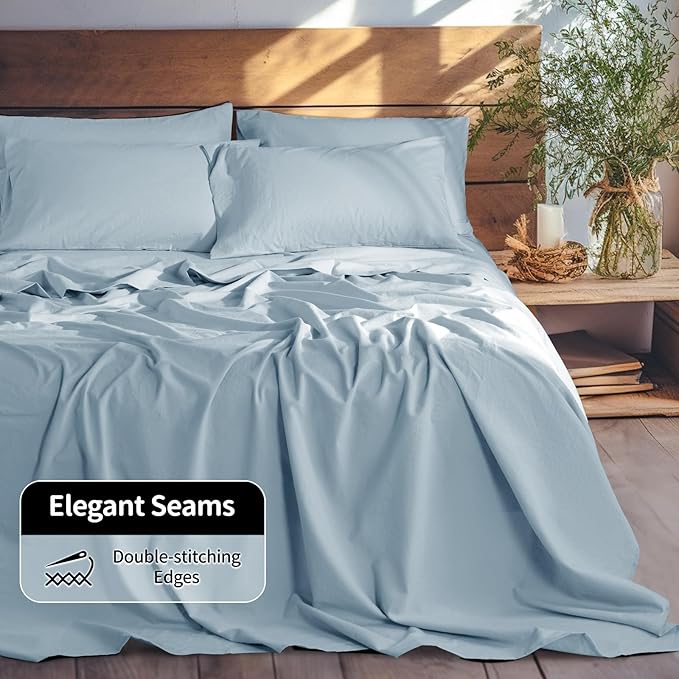 LBRO2M 100% Pure Linen Sheet Set Deep Pocket Up to 16" Bed Sheets Sets - Image 6