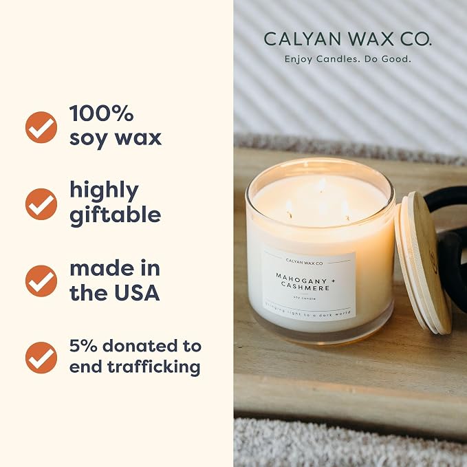 Calyan Wax Co. Aspen & Fog 3 Wick Scented Candle - Image 3
