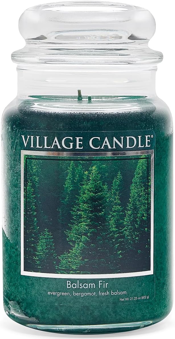 Village Candle Balsam Fir Large Apothecary Jar, Scented Candle, 21.25 oz. by VillageCandle