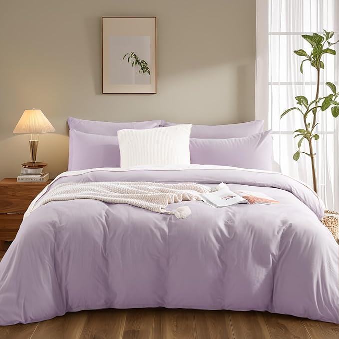 NEXHOME PRO Duvet Cover Set 100% Washed Cotton Oversized Queen 92"x98" - Image 3