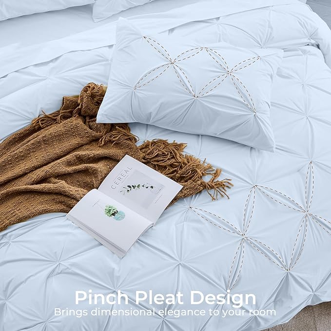 Sasttie King Size Comforter Set, 7-Piece Bed in a Bag, Pintuck Bedding Sets - Image 4