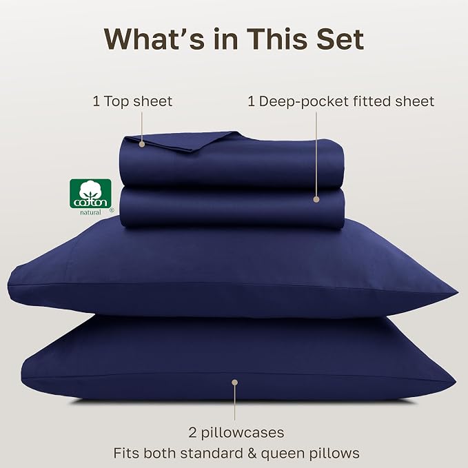 California Design Den Thick and Natural 100% Cotton Queen Bed Sheets Set - Image 4