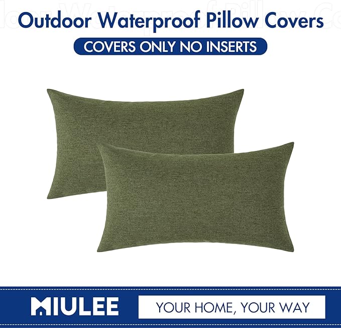 MIULEE Pack of 2 Decorative Outdoor Solid Waterproof Throw Pillow Covers Faux - Image 6