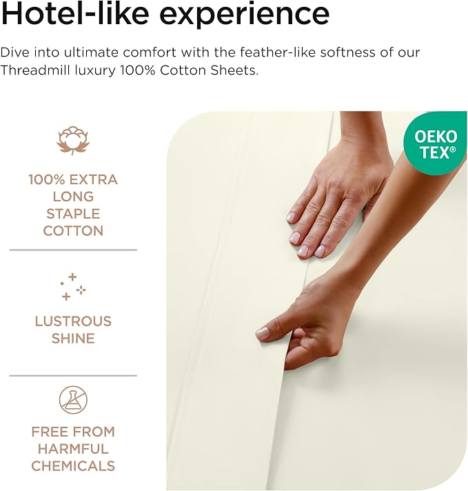 Threadmill Luxury 800 Thread Count Twin 100% Cotton Sheets - Image 3