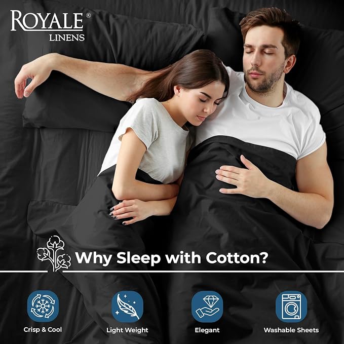 Royale Linens 100% Organic Cotton Queen Flat Sheet Only - Image 3