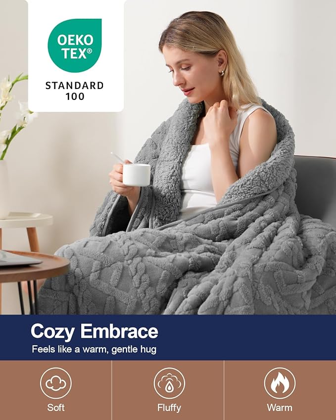Super Fuzzy Soft Sherpa Fleece Weighted Blanket, 20 lbs Dual Sided Fluffy Heavy - Image 4