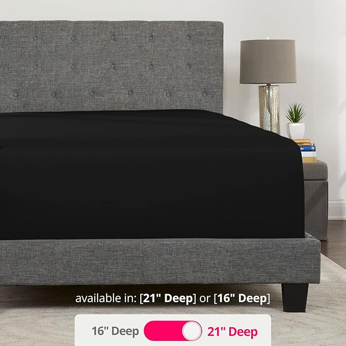 Twin Deep Pocket Fitted Sheet 21' Twin Size Perfectly Fits 17'23' Mattresses & - Image 3