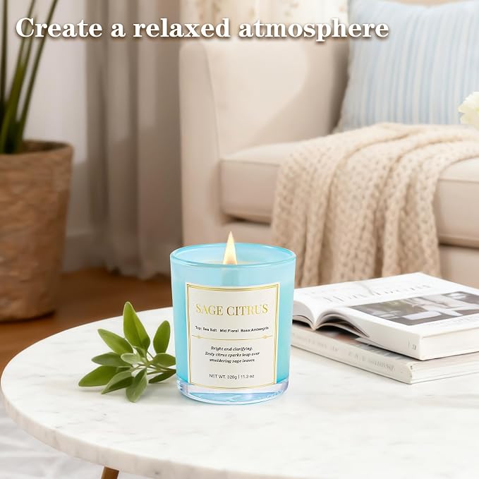 Scented Candles for Home, Wood Wick Sage Citrus Scented Candle, 22.6 oz 150 - Image 5