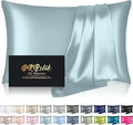 Mulberry Silk Pillowcase Standard Size Cooling Anti-Acne Hidden Zipper Navy Blue by HOME