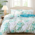FADFAY Botanical Duvet Cover Sets King/Cal King Size 100% Cotton Teal Green by CottonWorldSweetDream