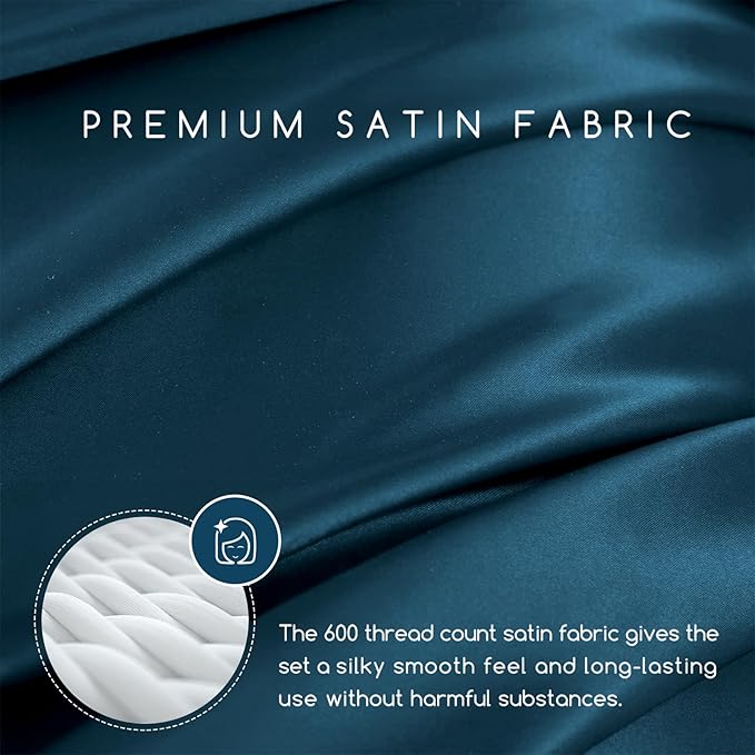 MR&HM Satin Bed Sheets, King Size Sheets Set - Image 2