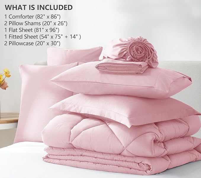 CozyLux Full Size Comforter Sets Pink - Image 6
