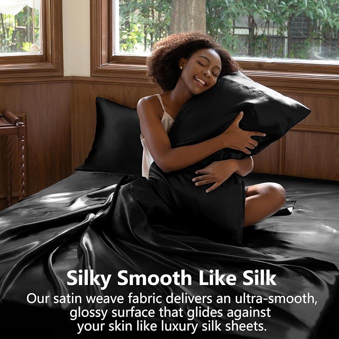 CozyLux Satin Sheets Cal King Sheet Set - Image 3