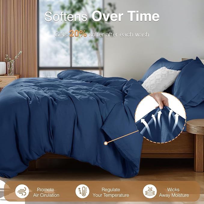 SONORO KATE 100% French Linen Duvet Cover King Size, Soft Breathable - Image 5
