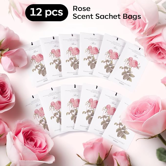 MYARO 12 Pcs Rose Scented Sachets Long Lasting Room Air Freshener Odor - Image 6