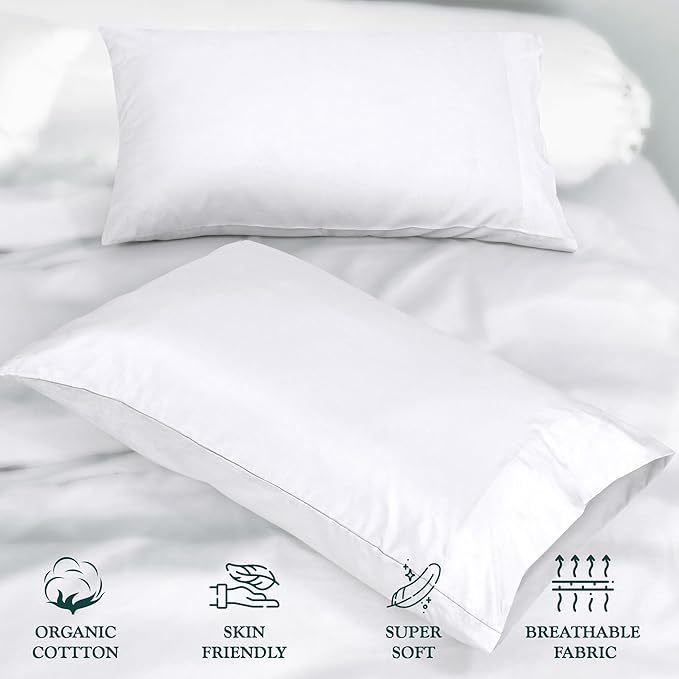 Royale Linens White Cotton Pillow Cases Queen Size Set of 12 - Image 6