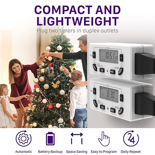 Fosmon 7 Day Digital Timers for Electrical Outlets, Indoor Plug-in Light Timers - Image 6
