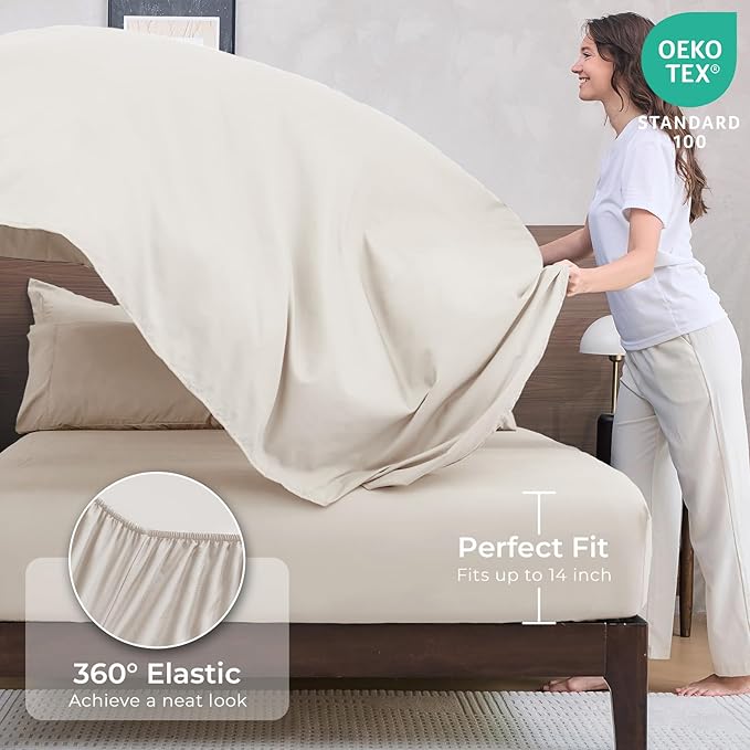 HEVUMYI Beige Tan Cali-King Comforter Set - Image 5