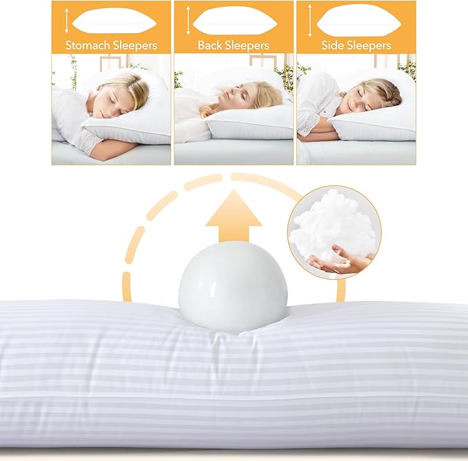Oubonun Premium Striped Body Pillow, Breathable Cooling Cotton Cover, Soft and - Image 4