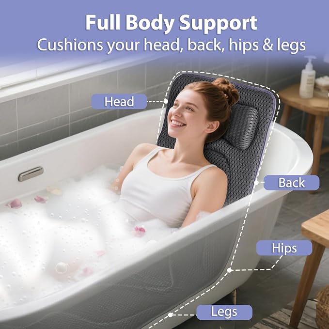 Poemland Full Body Bath Pillow for Tub -Soft Bathtub Pillow for Full Back - Image 3