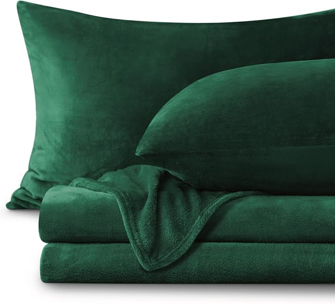 BEDELITE Flannel Sheets Queen Size Dark Green by BEDELITE