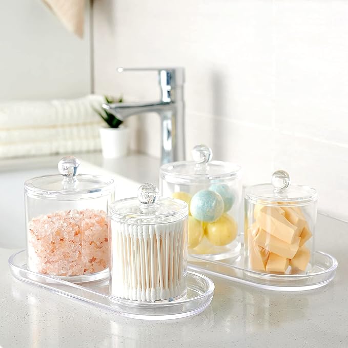 SheeChung Acrylic Vanity Tray, 2 Pack, 9.65 in x 4.5 in x 0.79 in, Catchall Tray - Image 3