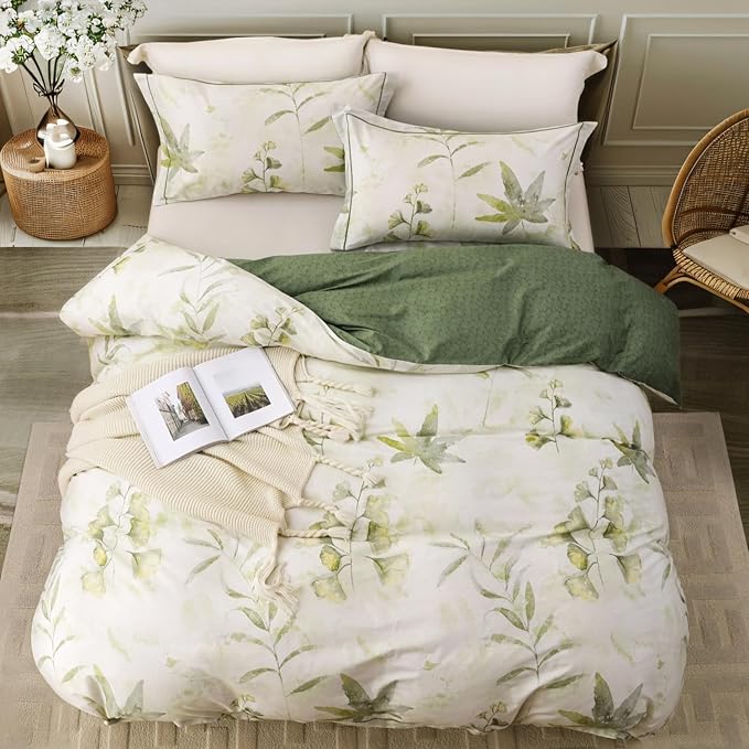 OAITE Duvet Cover Set Twin Size Floral Pattern 500 Thread Count Ultra Soft 100% - Image 3