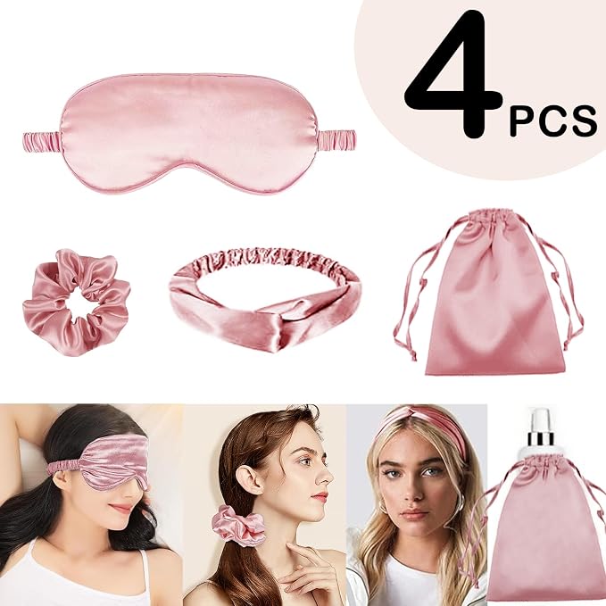 4Pcs Silk Sleep Masks Satin Eye Mask Silky Eyes Cover Blindfold Eyeshade - Image 2