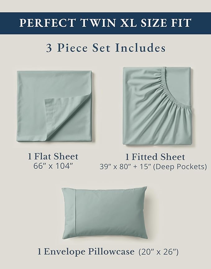 LANE LINEN 100% Organic Cotton Bed Sheets Extra Long Twin, Soft & Comfy Fully - Image 4