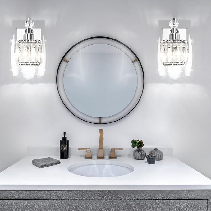 PRESDE 1-Light Bathroom Vanity Light, Modern Chrome Wall Sconce - Image 3