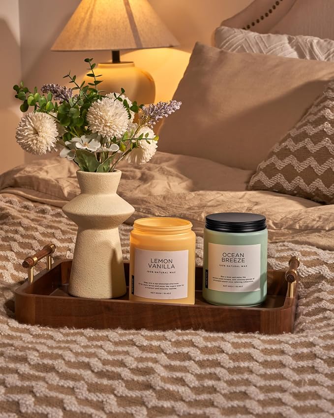 M&SENSE Lemon Vanilla Scented Candles, 19.4oz Organic Soy Wax, 110 Hours Long - Image 8