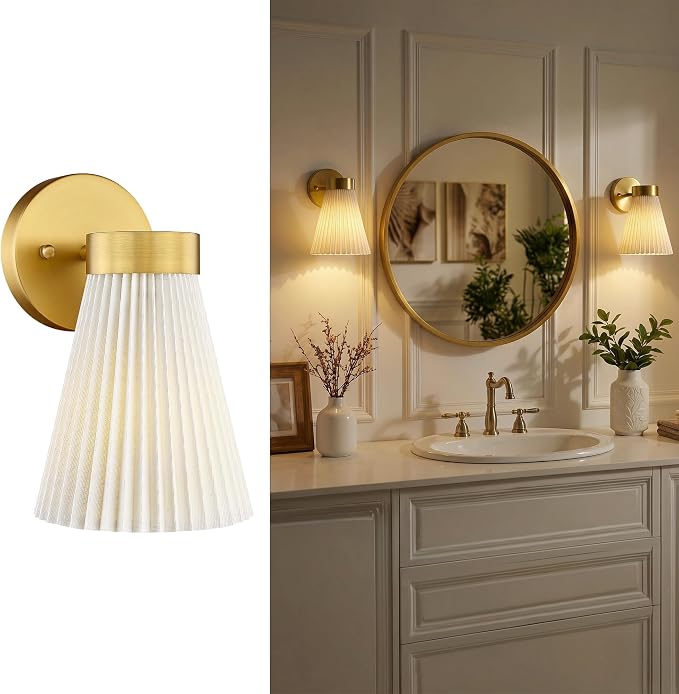 Fabric Bathroom Light Fixture, HWH 1-Light Sconce Wall Lighting - Image 8