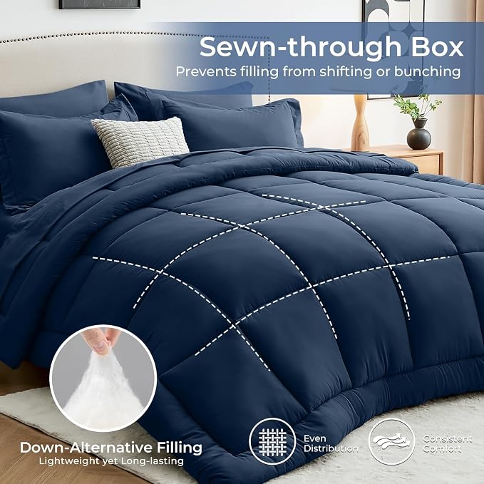 Sasttie Twin XL Comforter Set, 5 Pieces Twin XL Bed in a Bag, Complete Bedding - Image 7