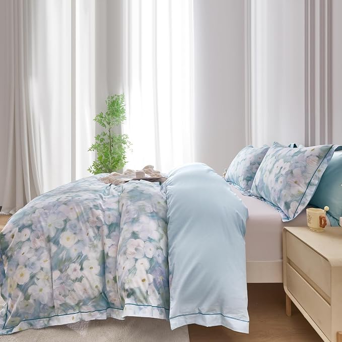 OAITE Duvet Cover Set Twin Size Oil Painting Pattern Ultra Soft 100% Cotton - Image 5