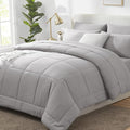 CozyLux Queen Comforter Set French Grey, 7 Pieces Bed in a Bag, All Season by CozyLux