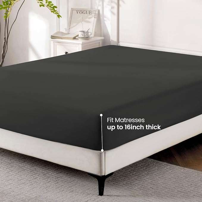 ROSE&RISY Black Twin Fitted Sheet, Soft and Breathable - Image 7