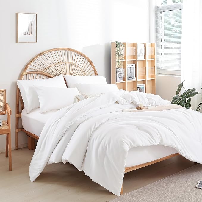 weigelia Twin Comforter Set White Comforter 2 Pieces Boho Solid Color Bedding - Image 6