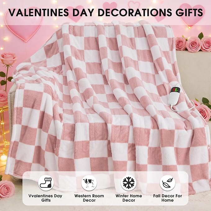 Light Pink Heated Blanket Electric Throw, 50X60 Heating Blanket - Image 8