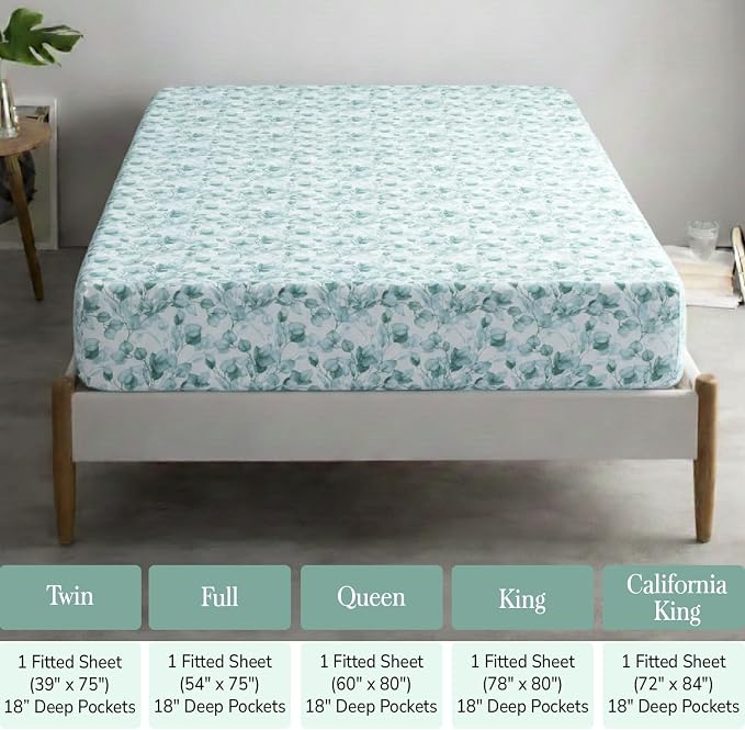 Feather & Stitch 1 Piece Fitted Sheet Queen Size, 100% Cotton Damask Sateen - Image 6