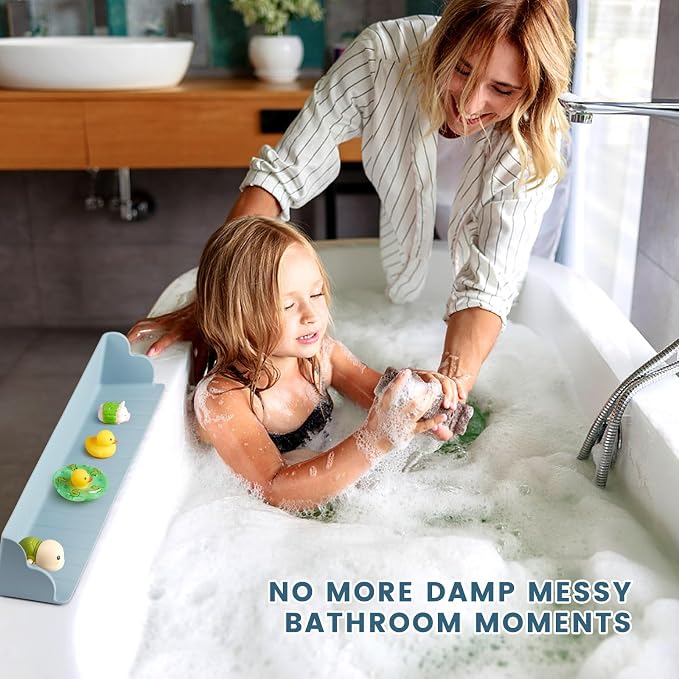 2Pack Bathtub Splash Guard for Tub, Silicone Bathtub Caddy Tray - Image 2