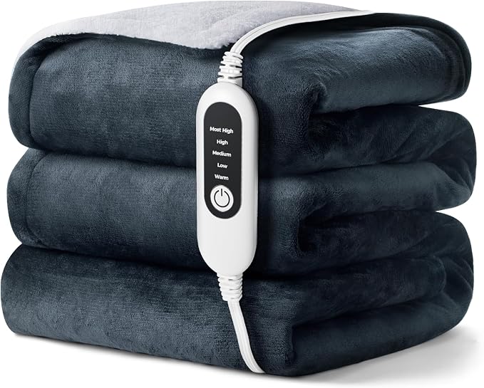 Electric Heated Blanket, Soft Flannel Fabric Heating Blanket Features 5-Level by Shodu