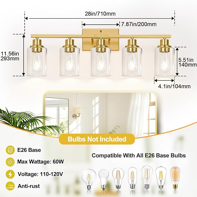 Indoi 5-Light Bathroom Vanity Light - Image 8